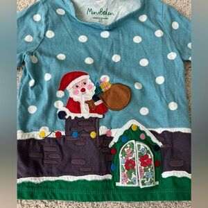LIKE NEW Mini Boden Santa Christmas Appliqué Flap Shirt